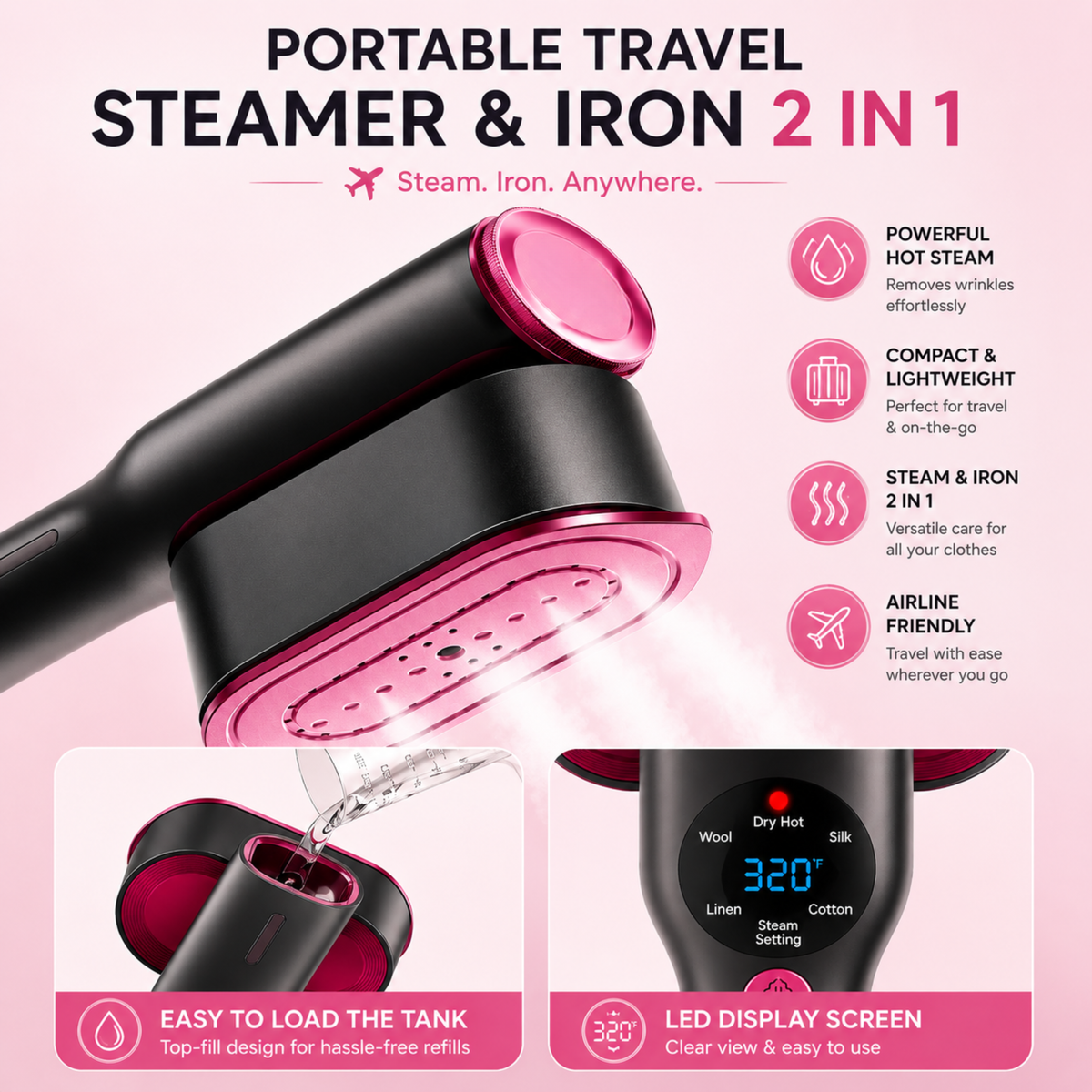 2 in 1 Smart Portable Steam Iron